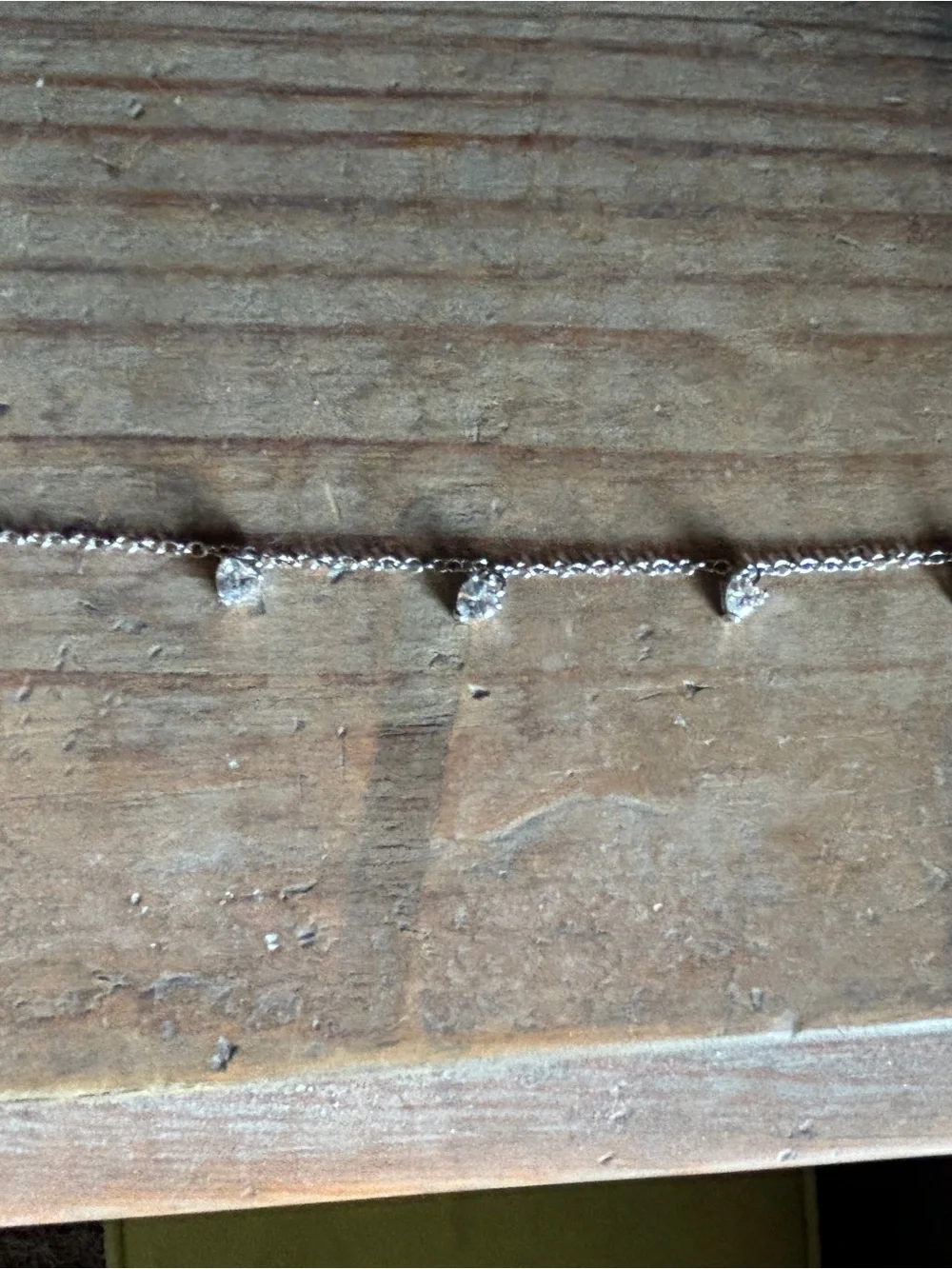 Kids Silver-Tone Necklace with Clear Crystal Heart Drops